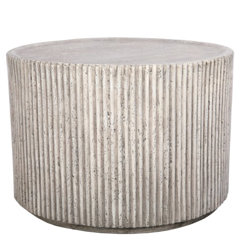 Stone Round Coffee Table 67 cm – Fluted Stone Composite Coffee Table