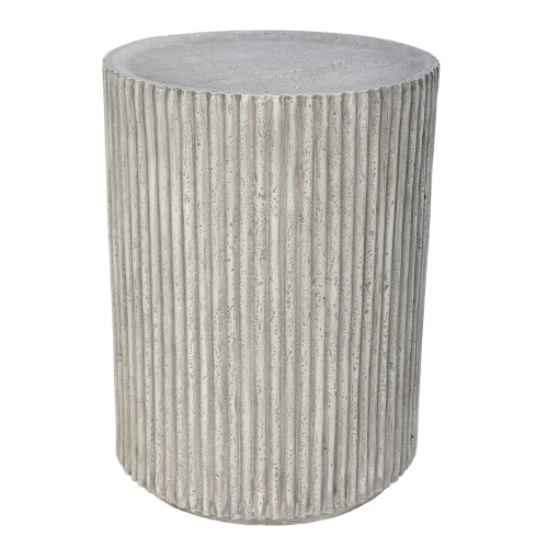 Stone Round Side Table – 57 cm Fluted Base in Stone Composite