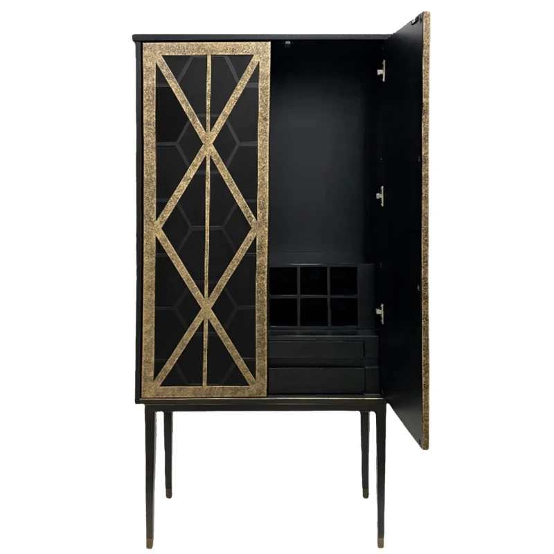 Two-door drinks cabinet for bottles and glassware
