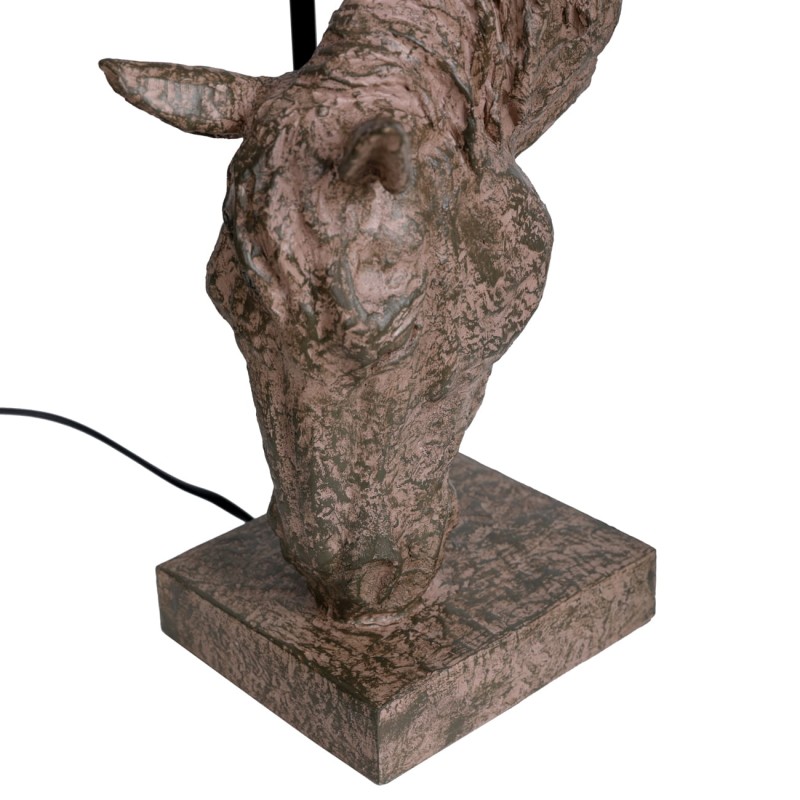 Brown table lamp with equestrian design
