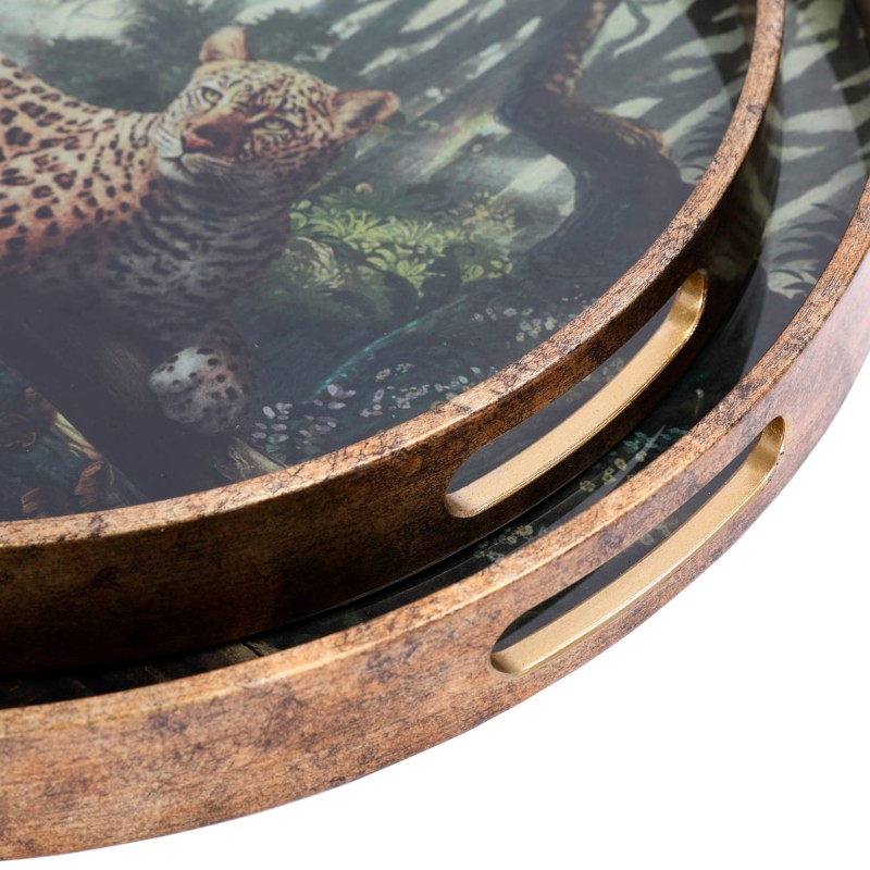 Decorative jungle trays with side handles