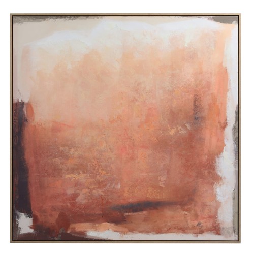 Terracotta Canvas Artwork 100 × 100 cm – Hand-Finished in a Wooden Frame