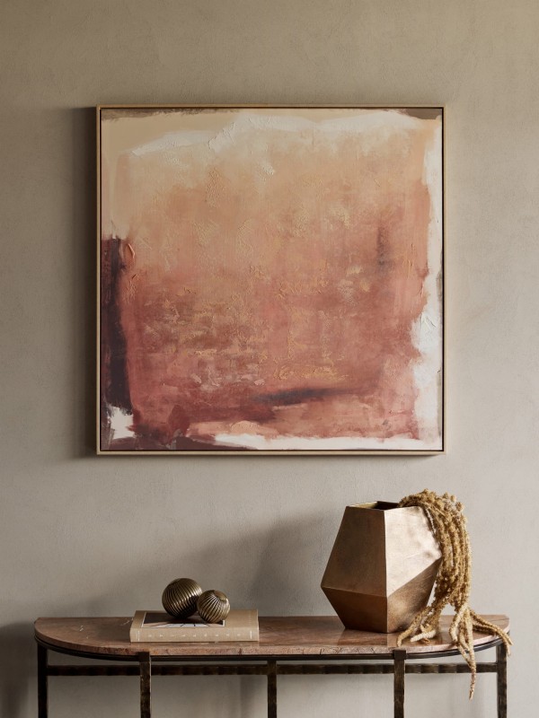 Terracotta Canvas Artwork 100 × 100 cm – Hand-Finished in a Wooden Frame