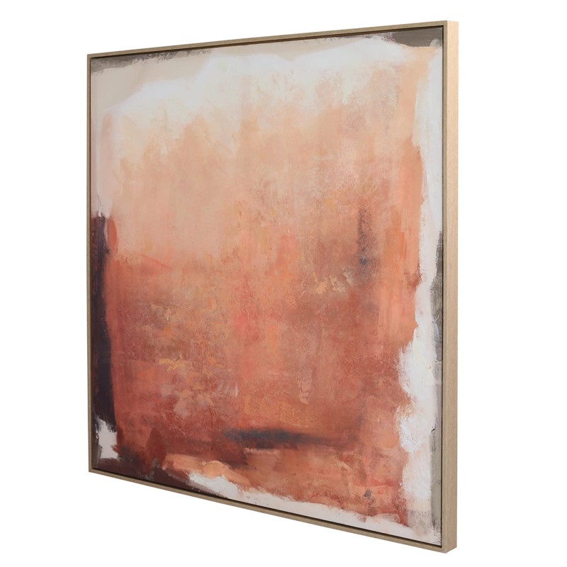 Terracotta Canvas Artwork 100 × 100 cm – Hand-Finished in a Wooden Frame