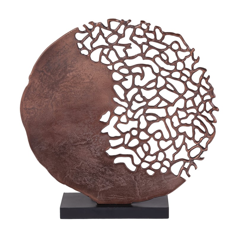 Abstract metal sculpture on a black base