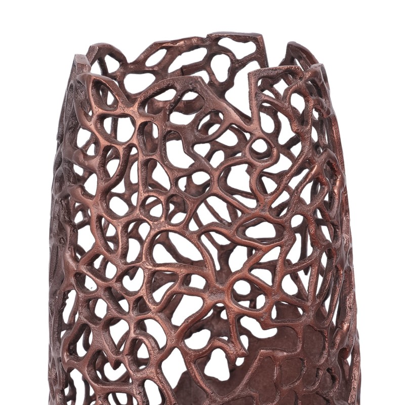 Aluminium vase with organic openwork detailing