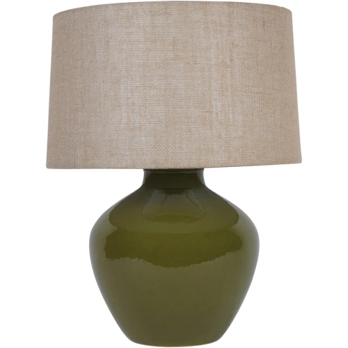 Finsbury Green Ceramic Table Lamp 55.5 cm – Beige Hessian Shade