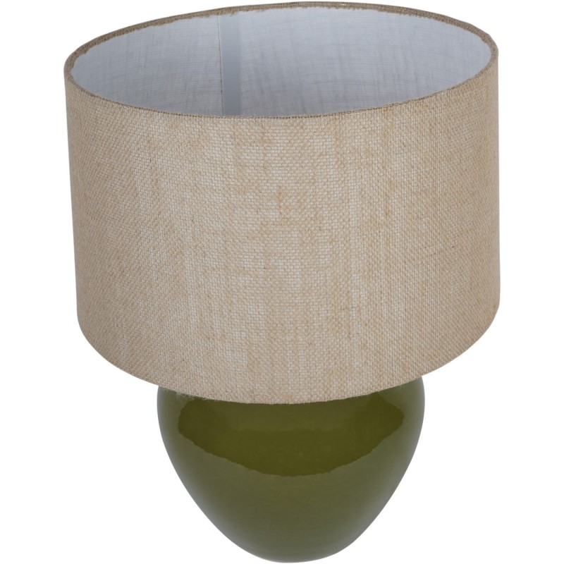 Glazed green ceramic lamp for a living room