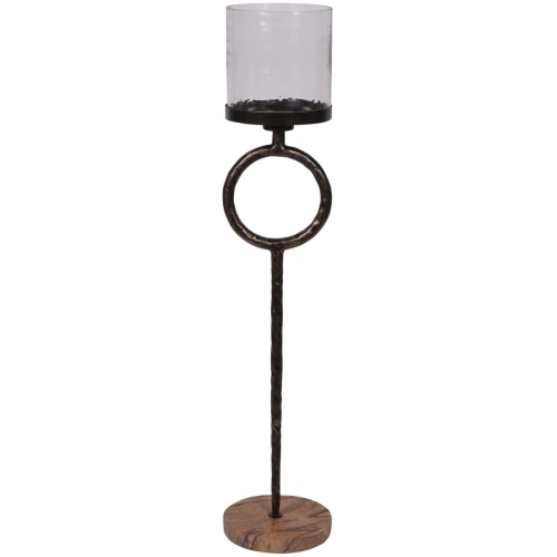Chiswick Large Floor Candle Lantern 108.5 cm with Glass Hurricane and Marble Base