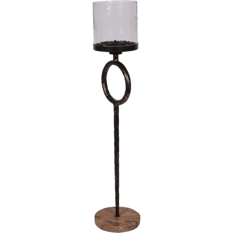 Antique bronze floor lantern with natural marble base