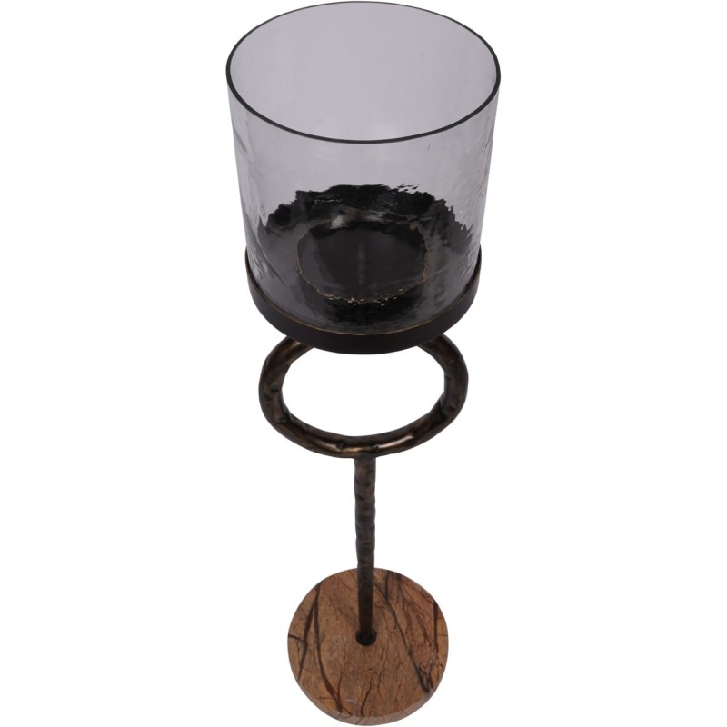 Chiswick M 92 cm Floor Candle Lantern – Glass Shade & Brown Iron Base