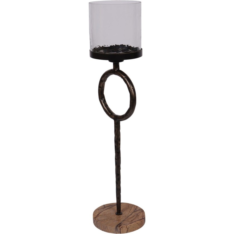Antique bronze lantern with cylindrical clear glass hurricane