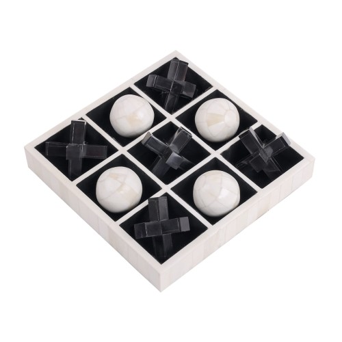 Muswell II Tic Tac Toe Game 25 cm – Bone & Recycled Buffalo Horn Decorative Set