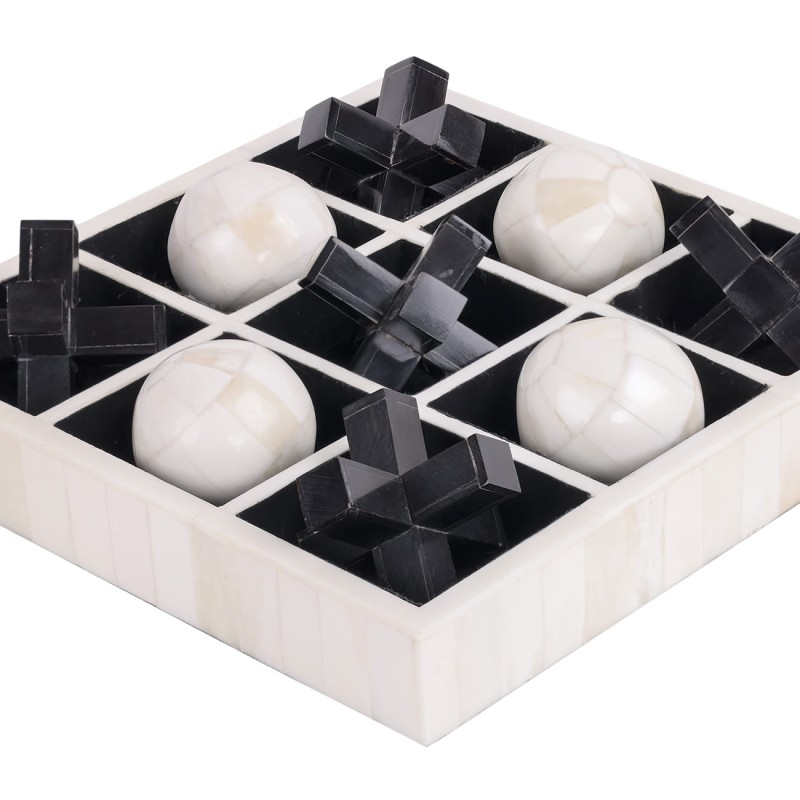 Bone and recycled buffalo horn Tic Tac Toe board