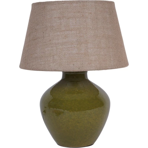 Finsbury Green S Ceramic Table Lamp 38 cm – Beige Hessian Shade