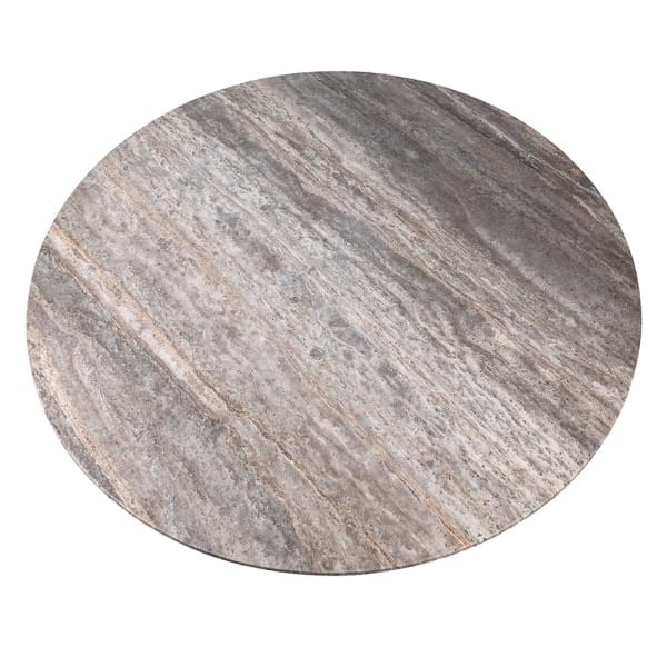150 cm Round Travertine Grey Dining Table – Modern Cement Pedestal Base