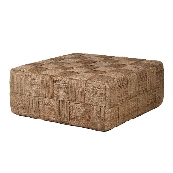Handwoven Boho Jute Coffee Table, 90 cm