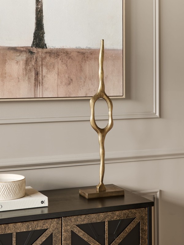 Abstract Brass Sculpture – Modern Aluminium Art Piece, 76 cm