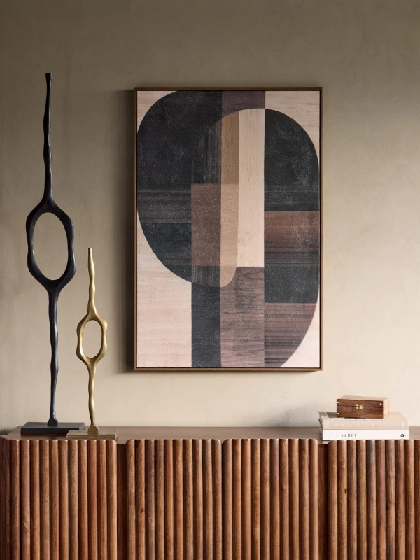 Slender metal sculpture with an organic form