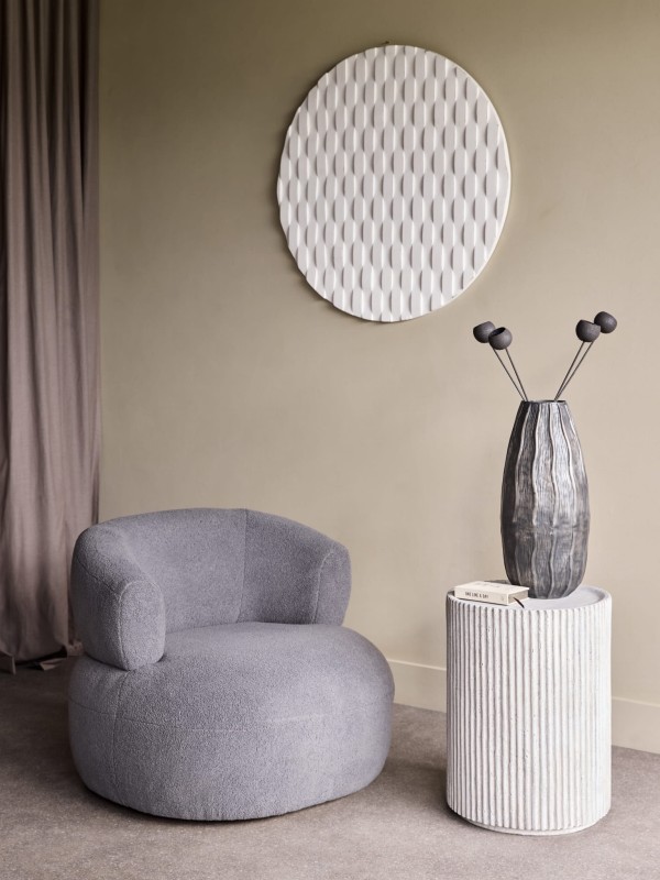 Fluted stone composite side table