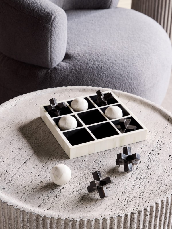 Round stone effect coffee table for living room