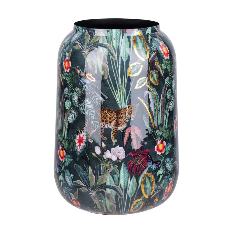 Tropic Iron Planter Vase S 43 cm – Jungle Motif Plant Pot Cover