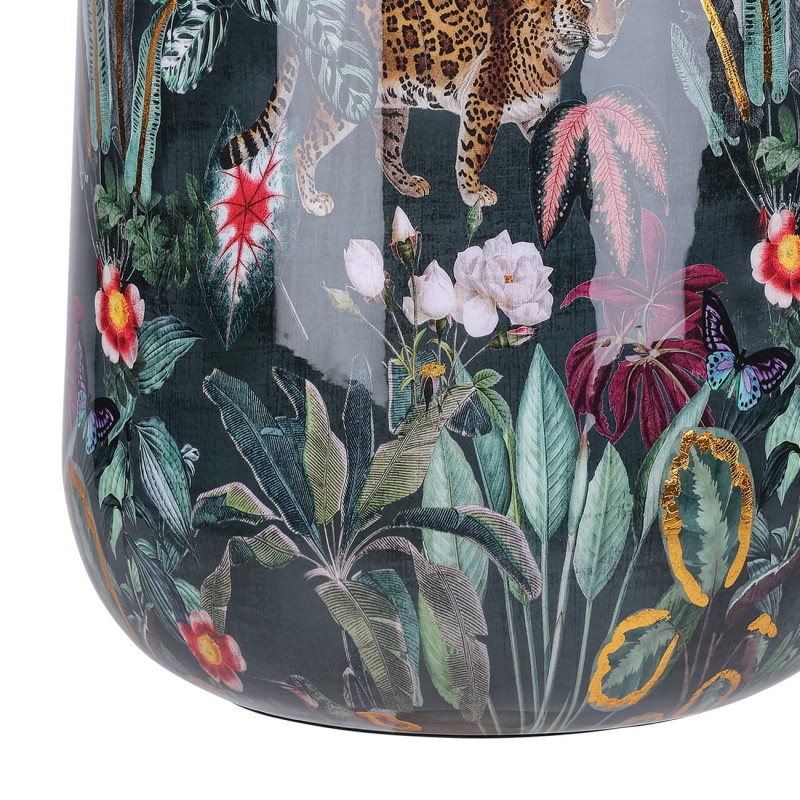 Metal planter with a tropical animal design