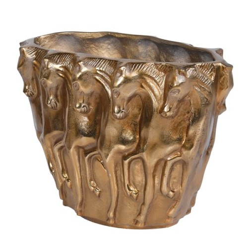 Antique Brass Aluminium Decorative Vase Horse – Metal Statement Vase