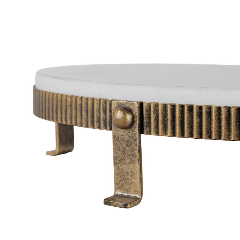 Primrose marble platter with fluted antique gold frame