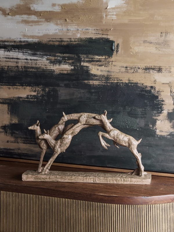 Fawns deer sculpture 41 cm in bronze finish