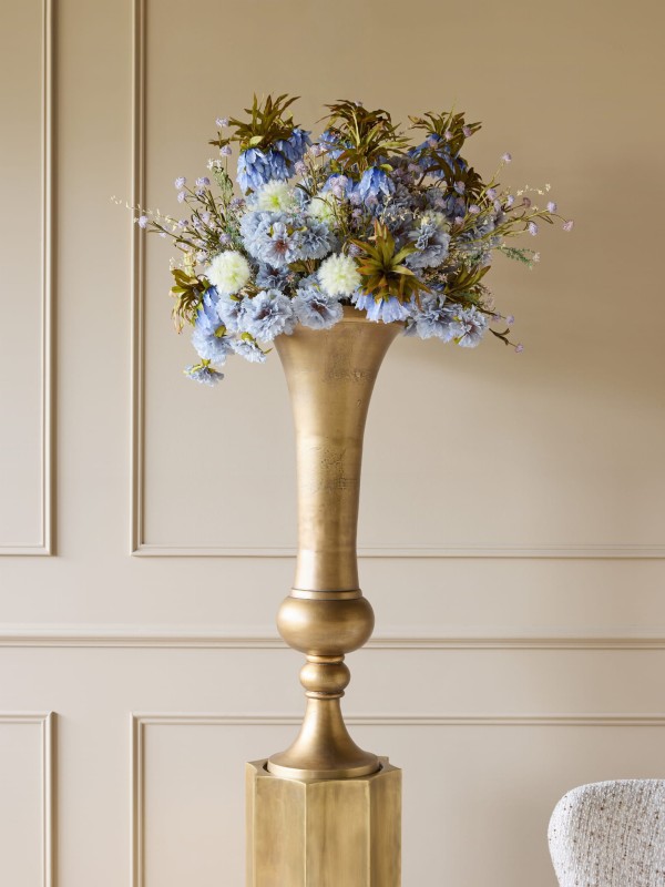 Tall Brockley Brass Vase – Aluminium Decorative Planter, 101 cm
