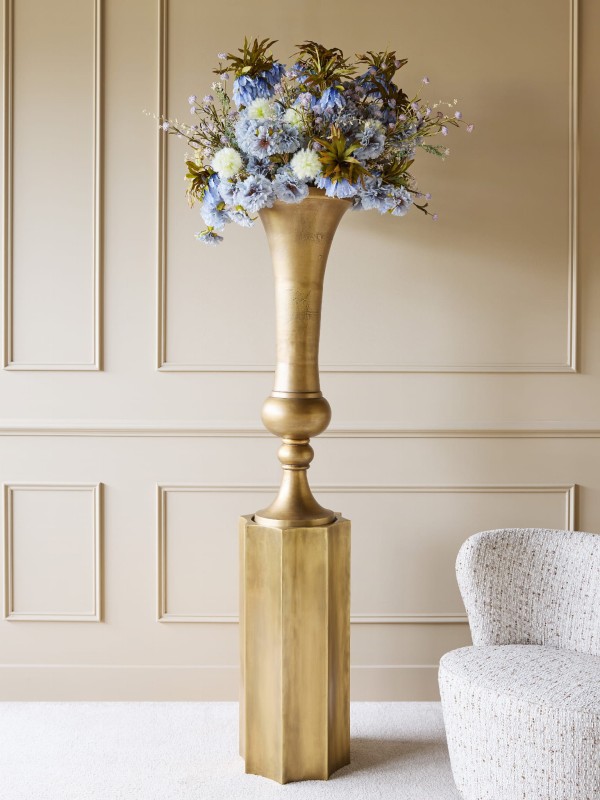 Tall Brockley Brass Vase – Aluminium Decorative Planter, 101 cm