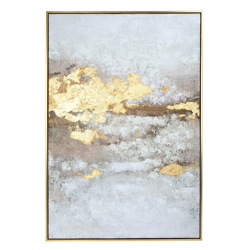 Beige Dusk abstract wall art 80x120 cm with gold accents and hessian texture