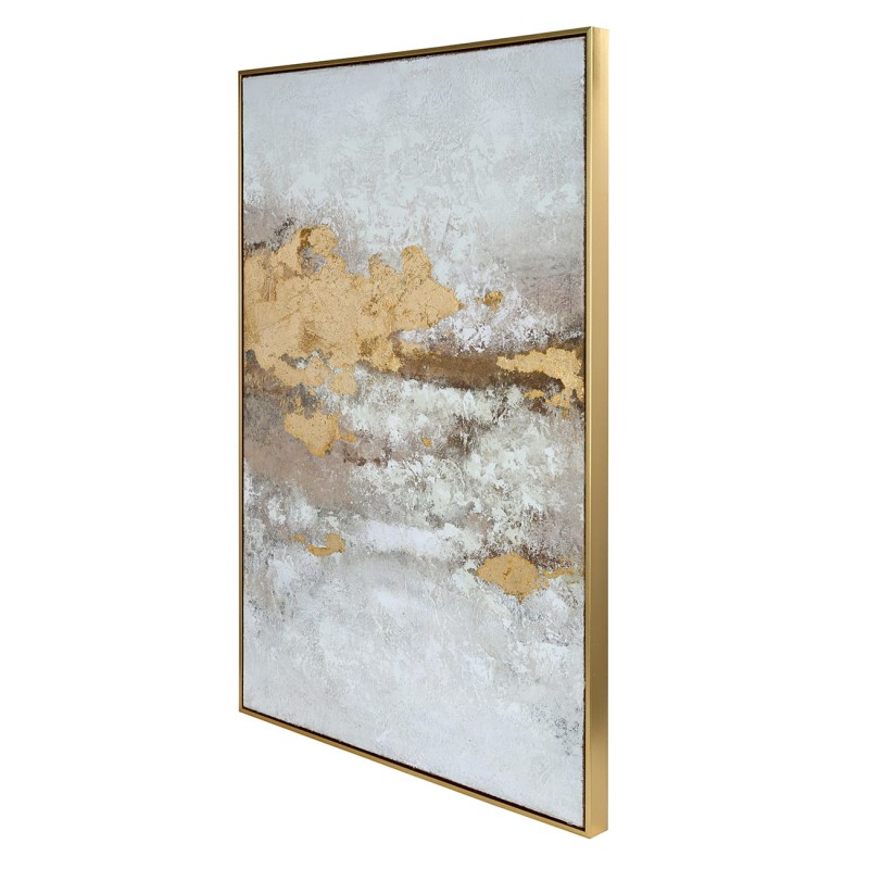 Beige Dusk abstract wall art 80x120 cm with gold accents and hessian texture