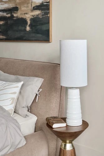 Bremner White Table Lamp 75.5 cm – Ceramic Base and Light Linen Shade