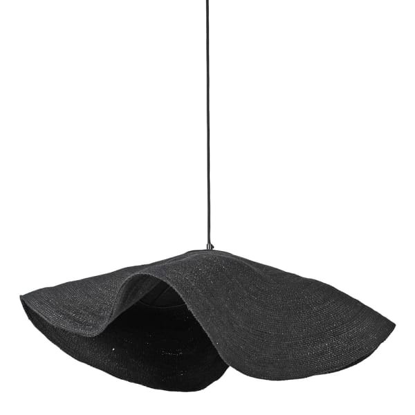 Chelsea Hat ceiling light with an irregular flowing black shade