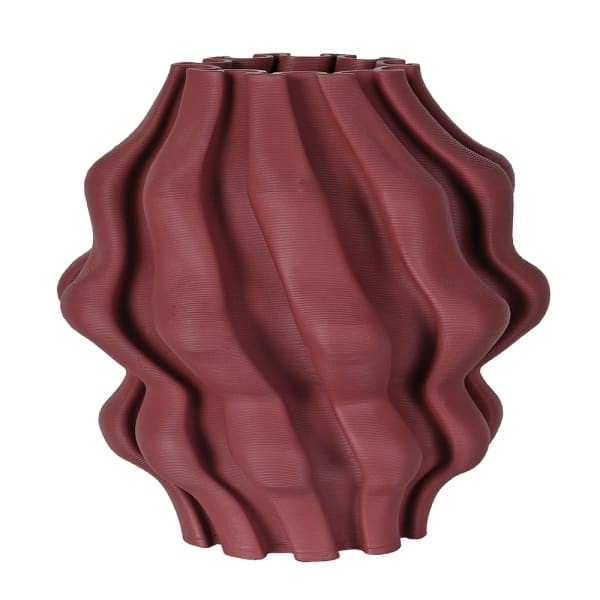 Burgundy 3D Ceramic Vase, 22 cm, in Red