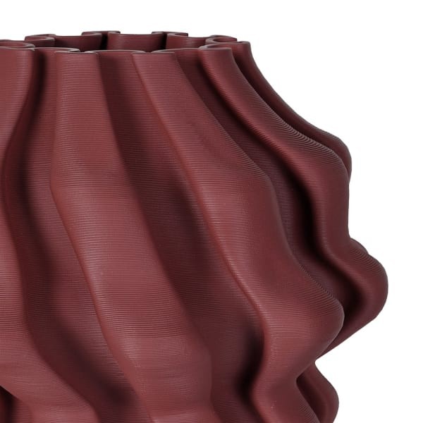 Burgundy 3D Ceramic Vase, 22 cm, in Red