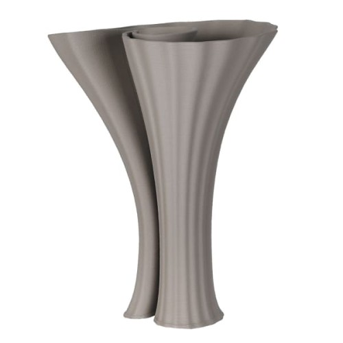 Grey Ceramic Vase 33 cm with 3D Wave Design