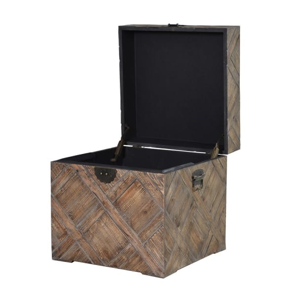 Fir Wooden Storage Chest 49 cm – Decorative Storage Trunk