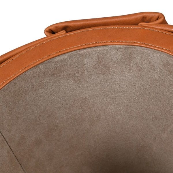Brown leather storage pouffe Bag 52 cm hand-finished in natural leather