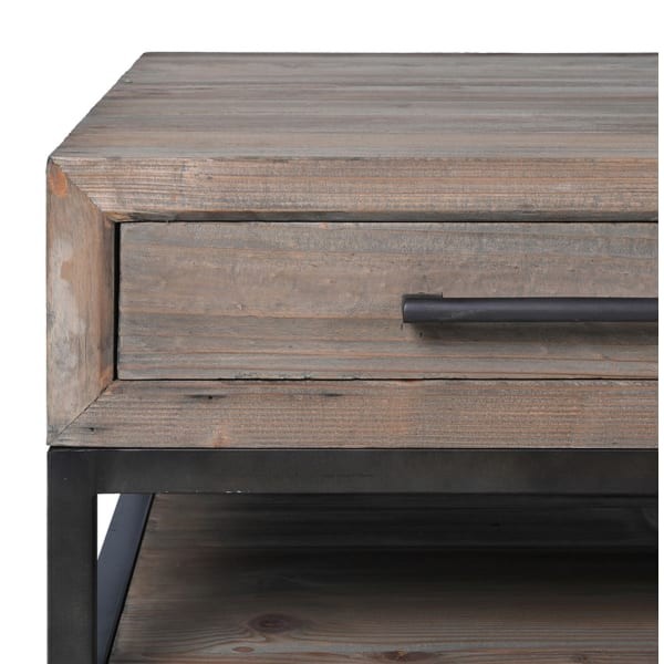 Coffee table with storage and black metal frame