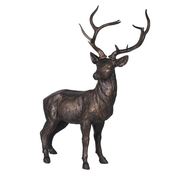 Deer Bronze sculpture, 111 cm, brown polyresin stag Christmas decoration