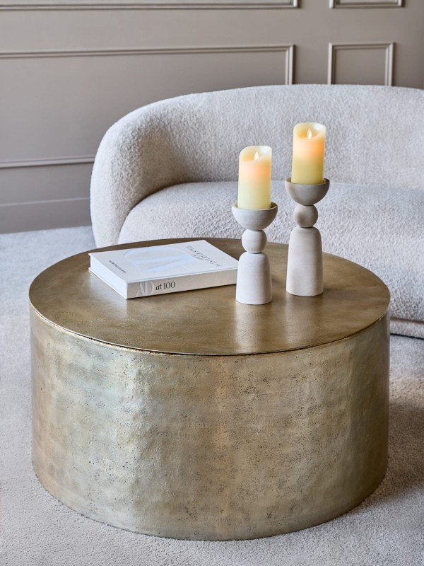 Golden Round Coffee Table 90 cm – Aluminium Metal Coffee Table