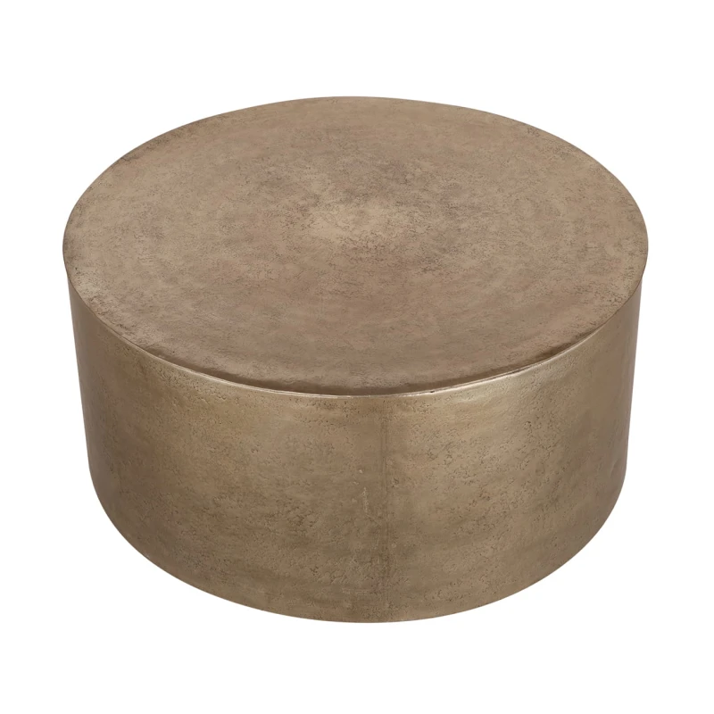 Golden metal coffee table for a living room