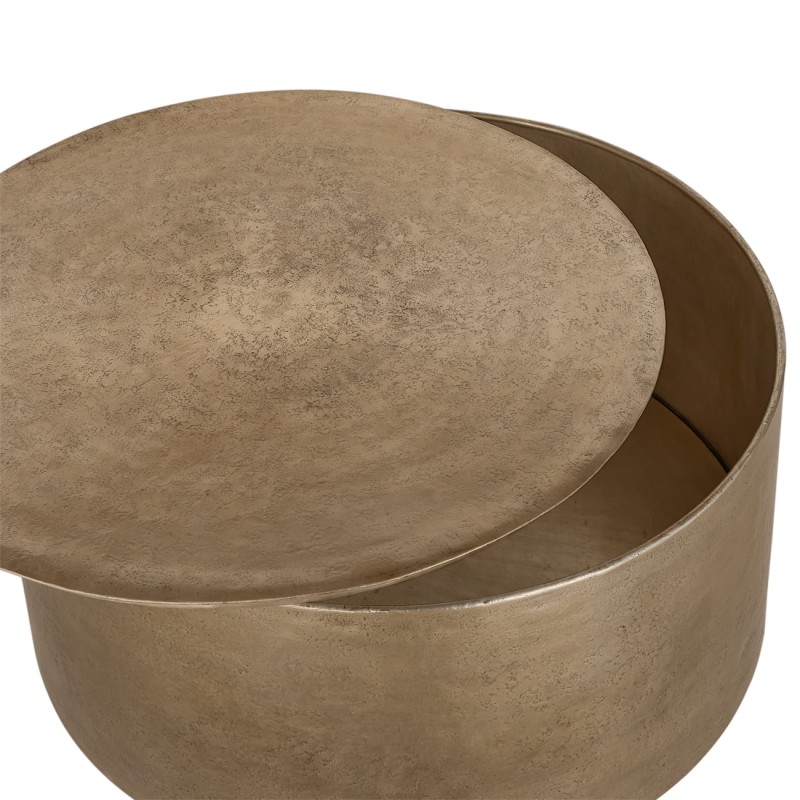 Large round aluminium coffee table