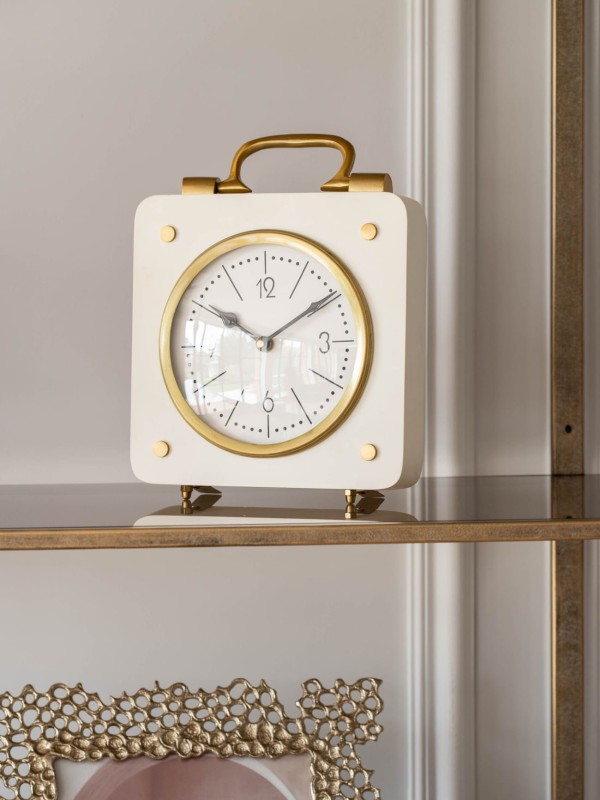Luxury Cream 26cm Retro Style Mantel Clock in Cream and Gold