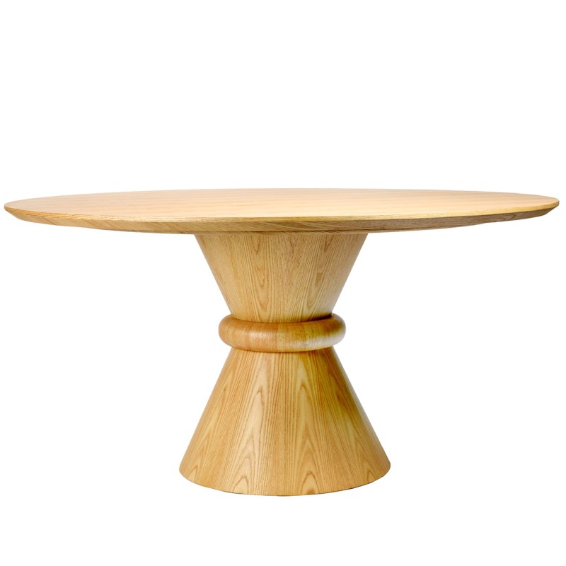 Brompton 150cm round dining table with a large wooden top and pedestal base