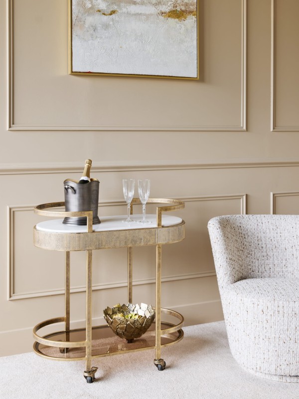 Primrose drinks trolley with two shelves and castors