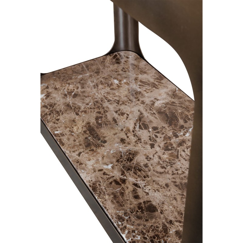 Kensington Marble shelving unit, 200 cm, with gold metal frame and glass and marble shelves